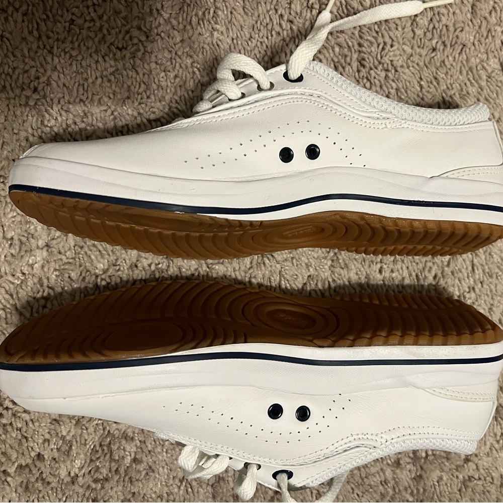 Keds White Leather Lace-Up Perforated Sneaker - Picture 3 of 6
